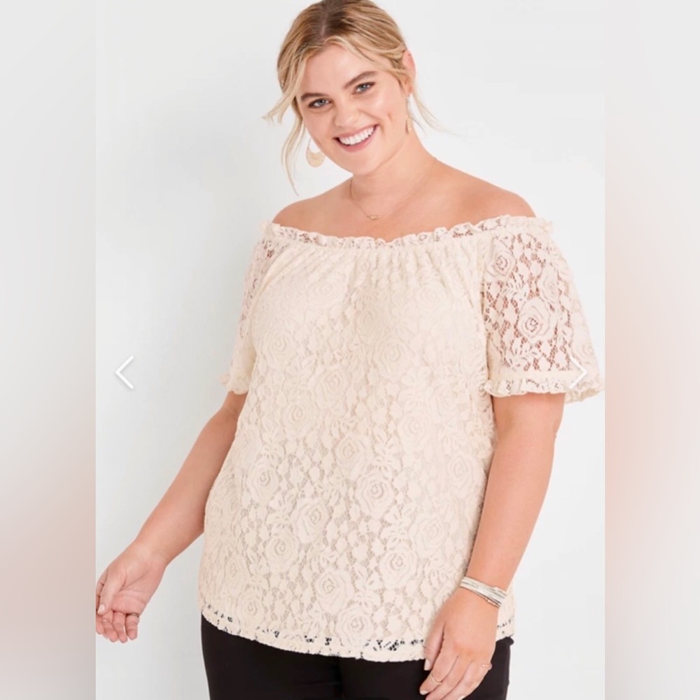 Maurice’s Off the Shoulder Lace Top in Cream